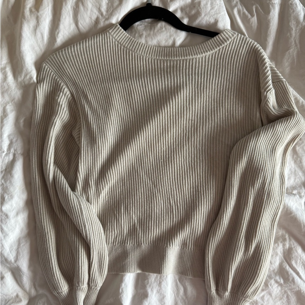 lululemon athletica Cream Ribbed Crew Neck Sweater